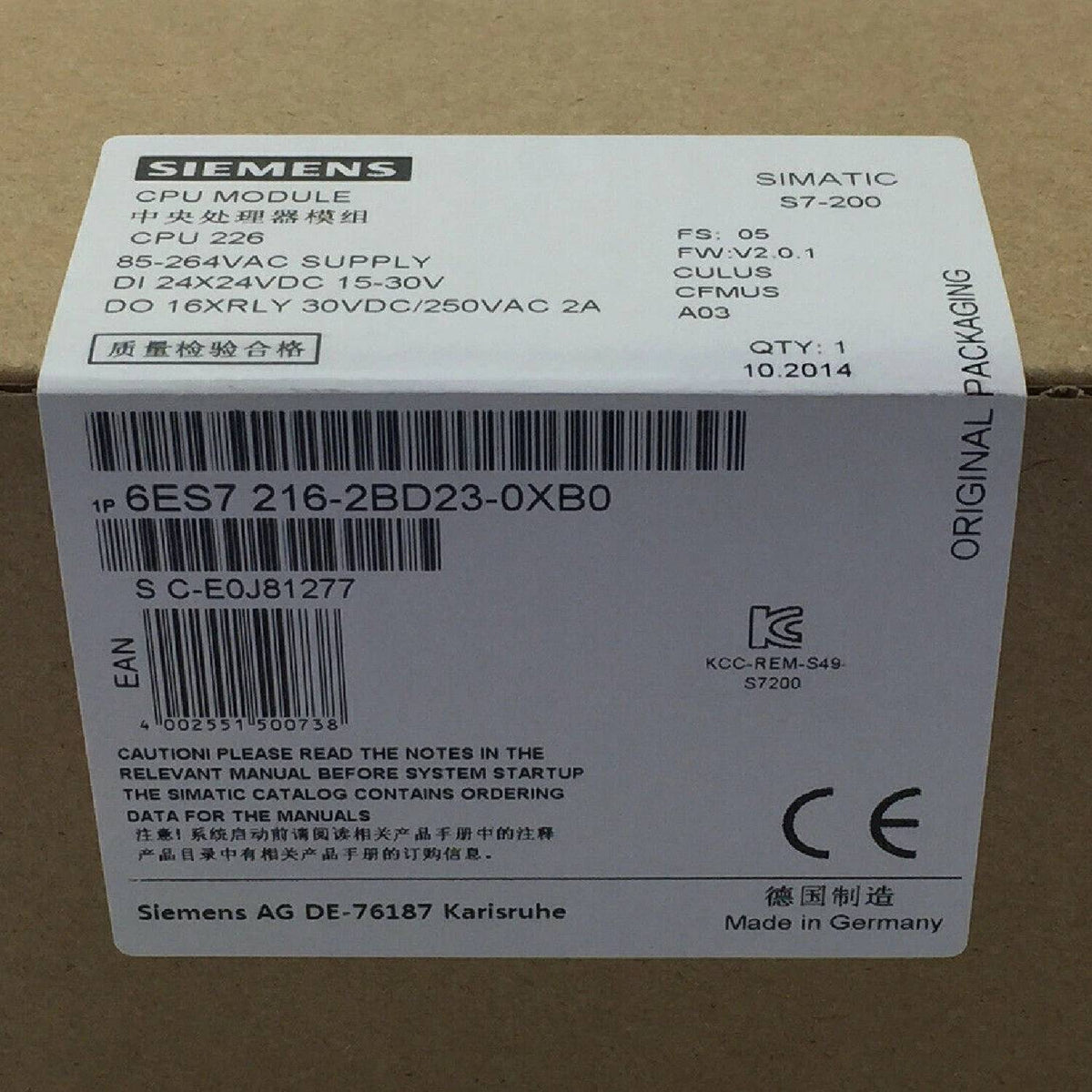 Siemens 6ES7216-2BD23-0XB0 SIMATIC S7-200 CPU 226 Compact Unit