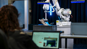 ABB Fashion Inductor cell with AI Robot Trainer for apparel sorting