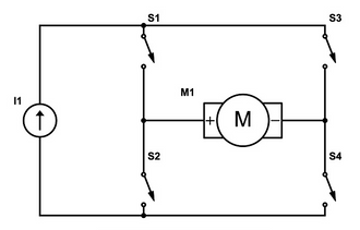 H-bridge power stage for bidirectional industrial DC motor control