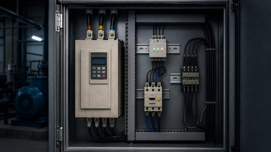 Legacy variable-frequency drive cabinet with external motor protection
