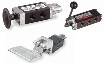 Manual, pilot and solenoid pneumatic valve actuation methods