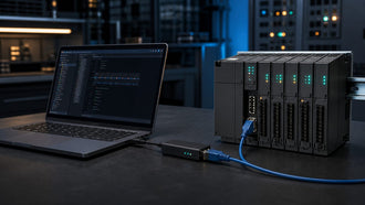 Laptop interface connected to an Allen-Bradley SLC 500 communications network