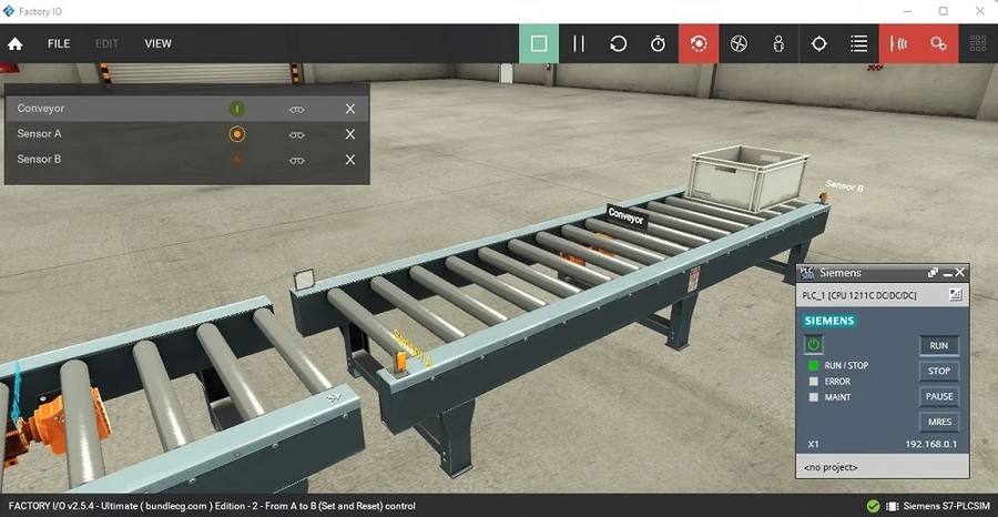 Using Factory I/O With a Virtual Siemens S7-1200 PLC