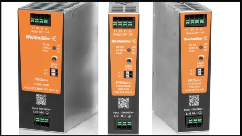 Weidmuller PROeco II Snap-In Power Supply Simplifies Control Panel Wiring