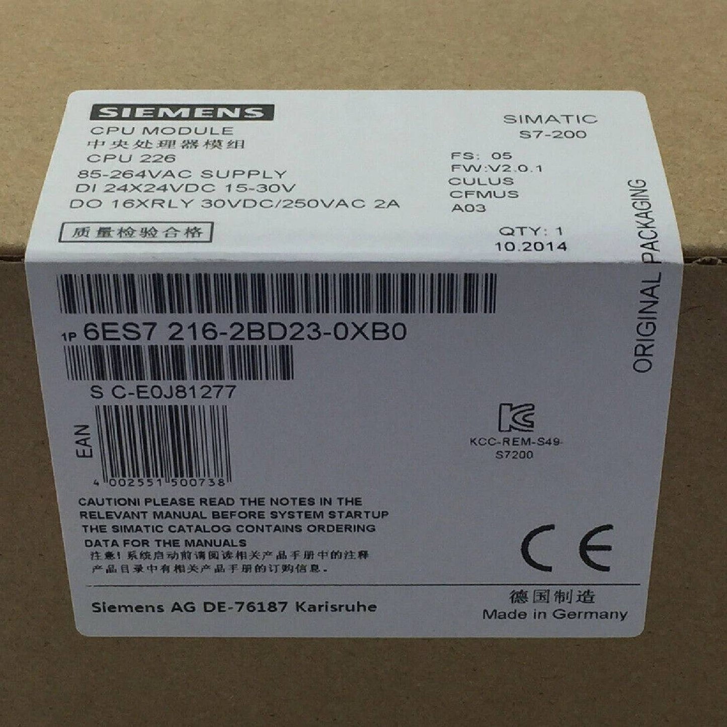 Siemens 6ES7216-2BD23-0XB0 SIMATIC S7-200 CPU 226 Unidad Compacta